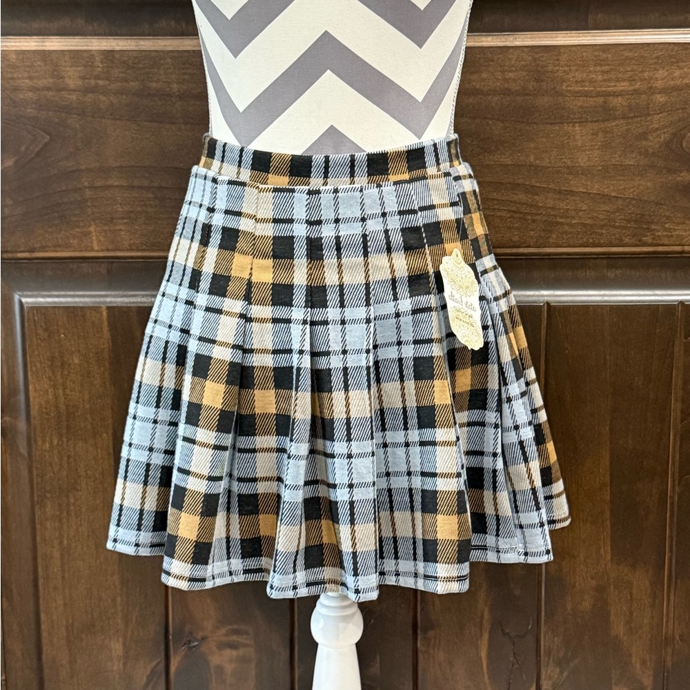 Altar'd State Black and Tan Plaid mini skirt